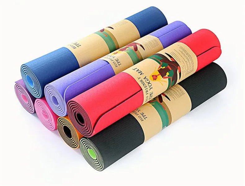 TPE Yoga Mat And Bag Double Layer Non-Slip Yoga Exercise Pad With Position Line For Fitness Gymnastics Pilates 1830*610*6mm