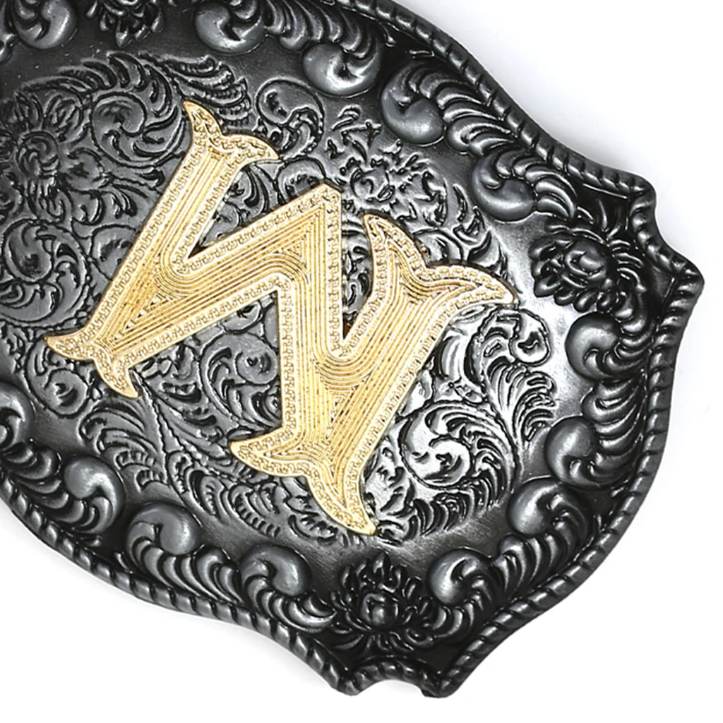 Fashion Vintage Golden Letter & Floral Initial Letters A-Z Mens Hip Hop Cowboy Waist Belt Buckle Indian Metal Customized Buckle brown belt