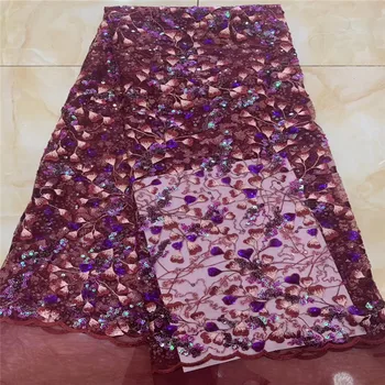 

Latest sequined lace fabric French Nigerian Tulle Lace Fabrics High Quality sequin African Lace Fabric Wedding Dress