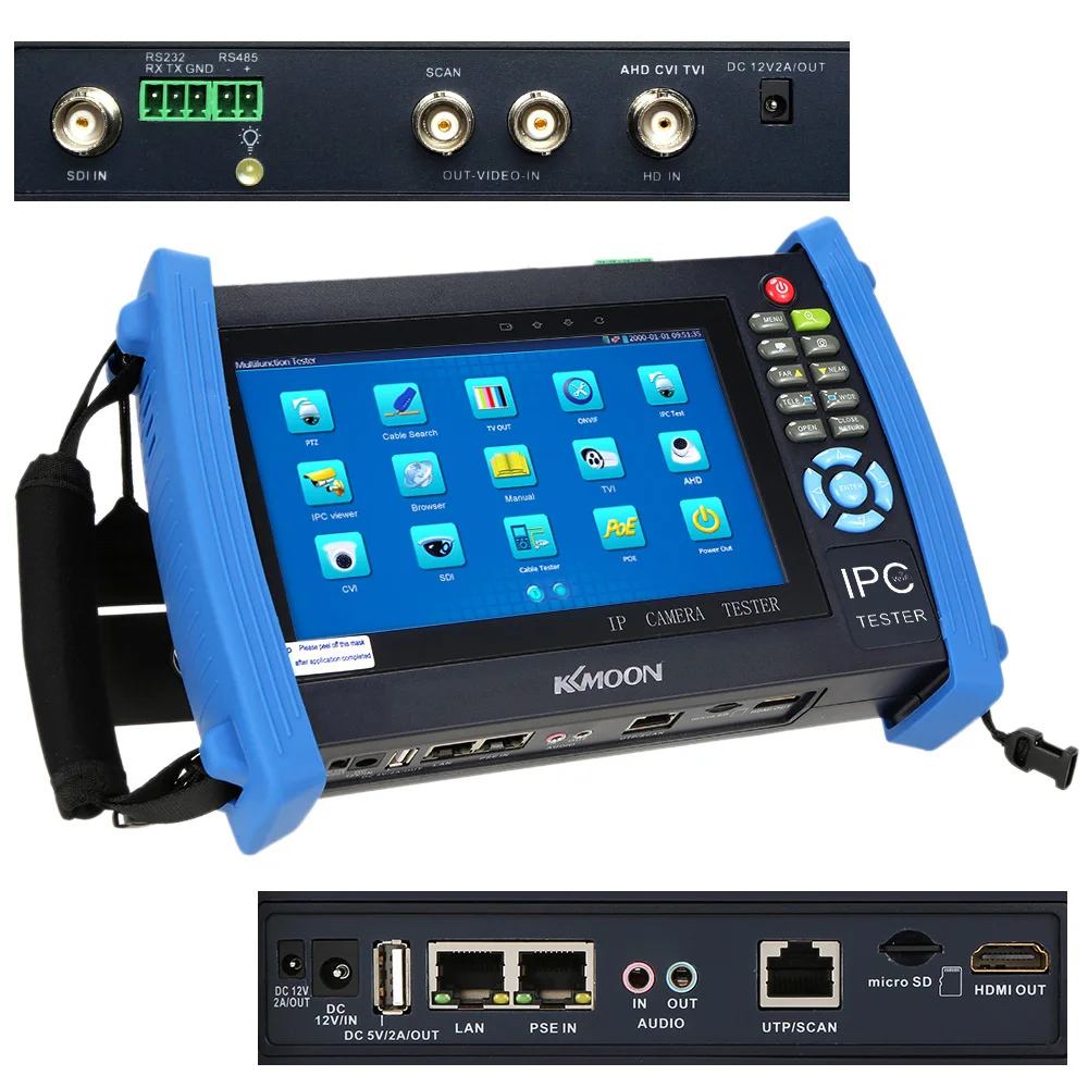 

KKmoon 7inch CCTV Onvif IP Camera Tester Touch Screen Monitor SDI/AHD/TVI/CVI HDMI 1080P/PTZ/POE/WIFI/FTP