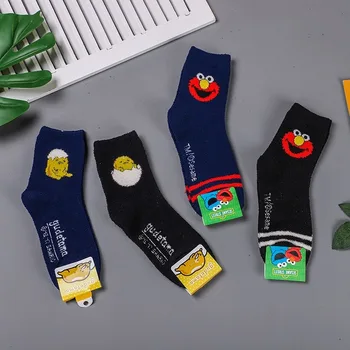 

Women Socks Sesame Street Cartoon Sock Woman Colorful Unisex Long Funny Novelty Sox Coral Fleece Winter Female Trendy Calcetines