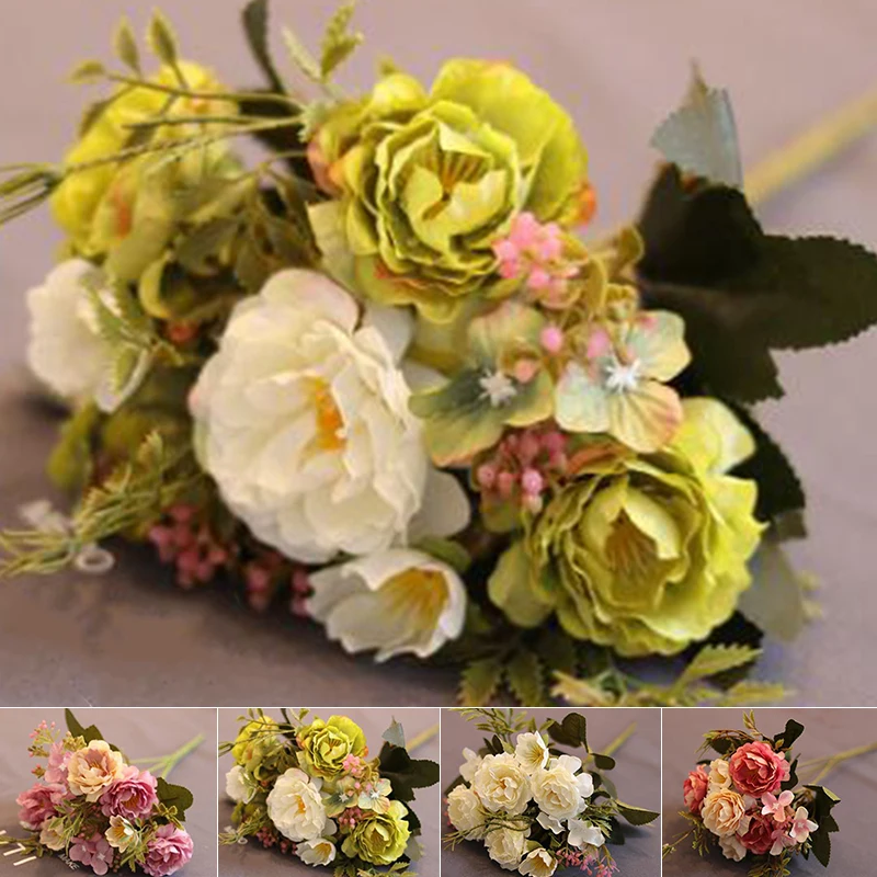Поддельные цветочные искусственные пионы Цветы Свадебный букет украшение для дома