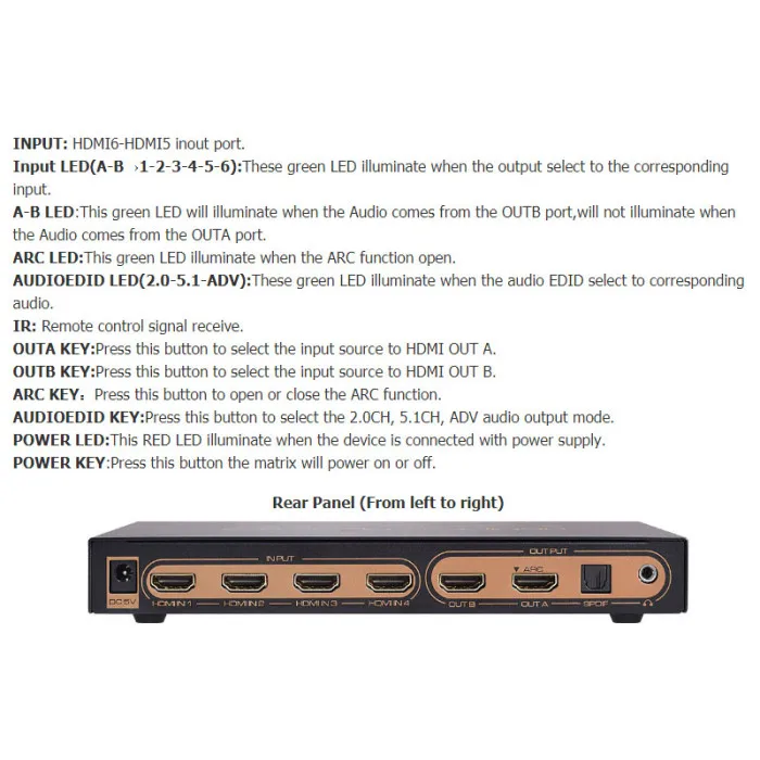 6 в 2 из HDMI матричный распределитель поддержка HD 4K x 2K 3D Аудио Видео конвертер с пультом дистанционного управления SP99