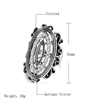 Kinel, новинка, богемные пляжные вечерние кольца для женщин, модное античное серебряное мозаичное белое Хрустальное винтажное ювелирное изделие, Прямая поставка