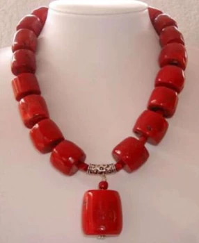 

Amazing Red Cylinder Coral Beads Fashion Jewelry Necklace 18" AAA