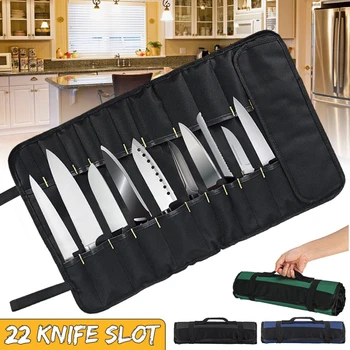 

Portable Cutlery Carry Roll Bag Kitchen Organizer Knife Storage Slot Container Package 22 Pockets Chef Knife Protector Bag
