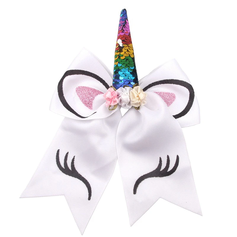 Headband 6 " Радужный Единорог блесток Cheer лук с эластичной лентой 8 блеск печатных волос бант головная повязка Детский праздничный аксессуар для волос - Цвет: Headband 6