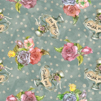 

Polyester Satin fabri for dress Beautiful flower custom printed Wine bottle pattern cloth DIY sewing handmade patchwork