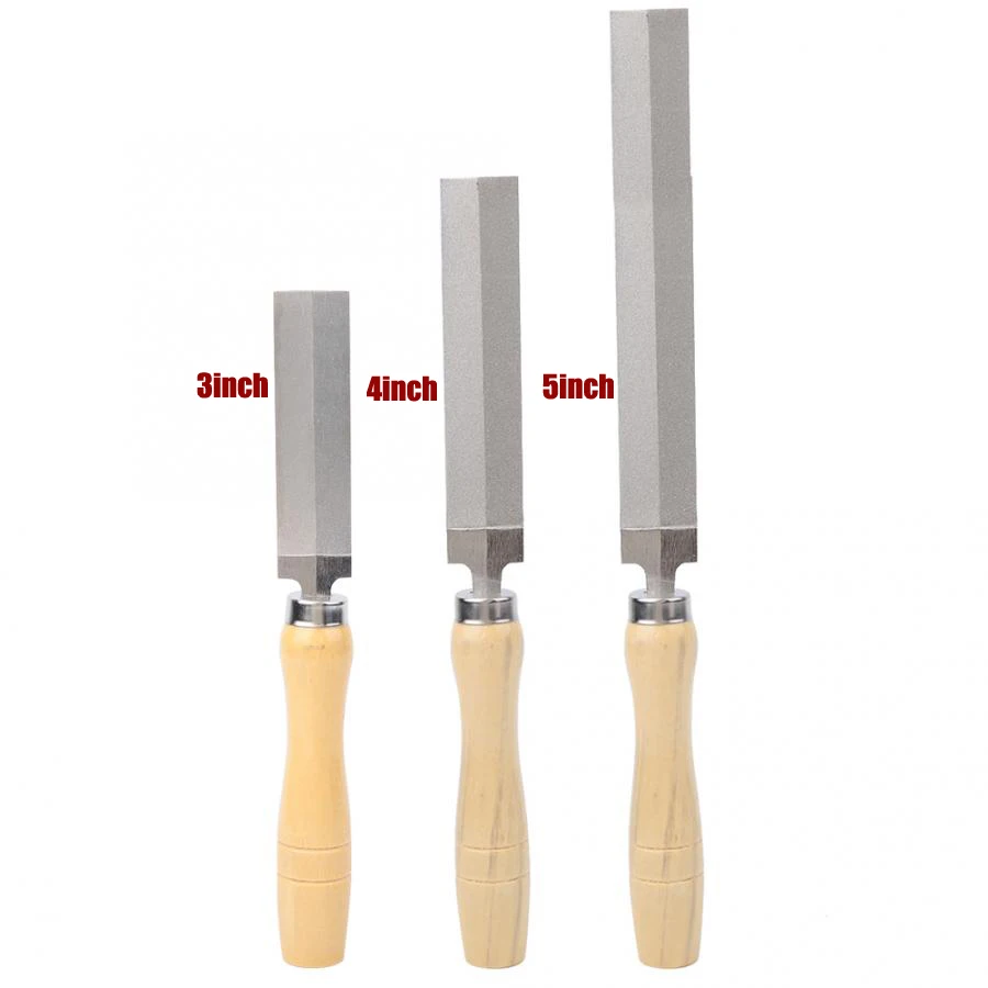 3/4/5 Inch Rhombic File Wooden Handle Files fit for Metal Wood Carving