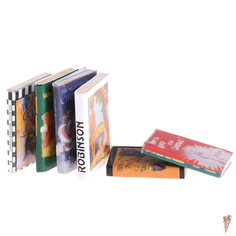 

1:12 Dollhouse Kit Accessories Study Room Dollhouse Miniature books Colorful mini Wooden Books Doll Accessories 6pcs/Lot