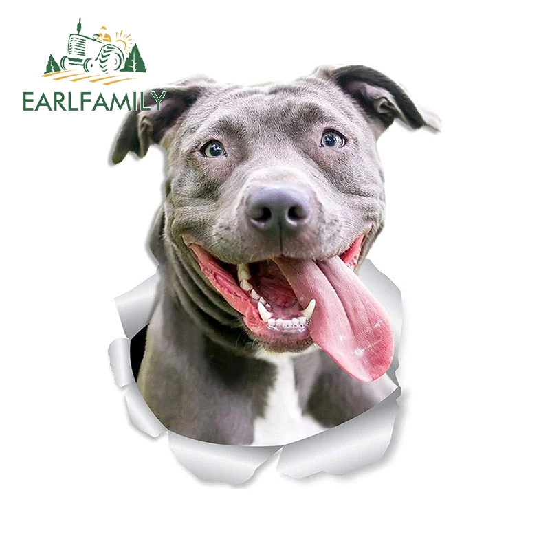 Earlfamily 13Cm X 10.2Cm 3D American Bully Happy Pit Bull Dog Car Sticker Bully Decalcomanie Per La Decorazione Del Frigorifero Della Toilette Della P
