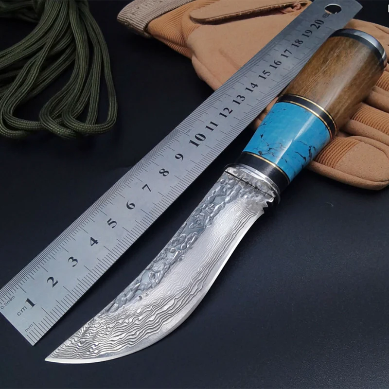 

Fixed Blade Knife High hardness Damascus steel Camping Hunting Survival Knife Wooden handle Outdoor EDC tools