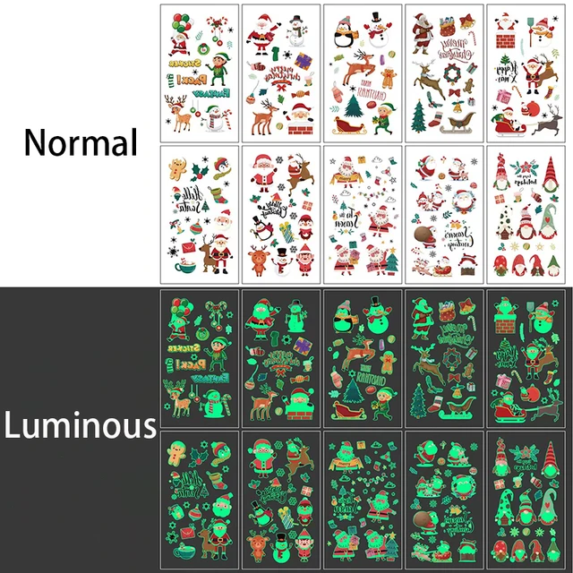 10pcs/lot Luminous Tattoo Face Temporary Girl Boys Child Body Arm Sticker Fake Small Flower Kids transfer Tattoos for Children N