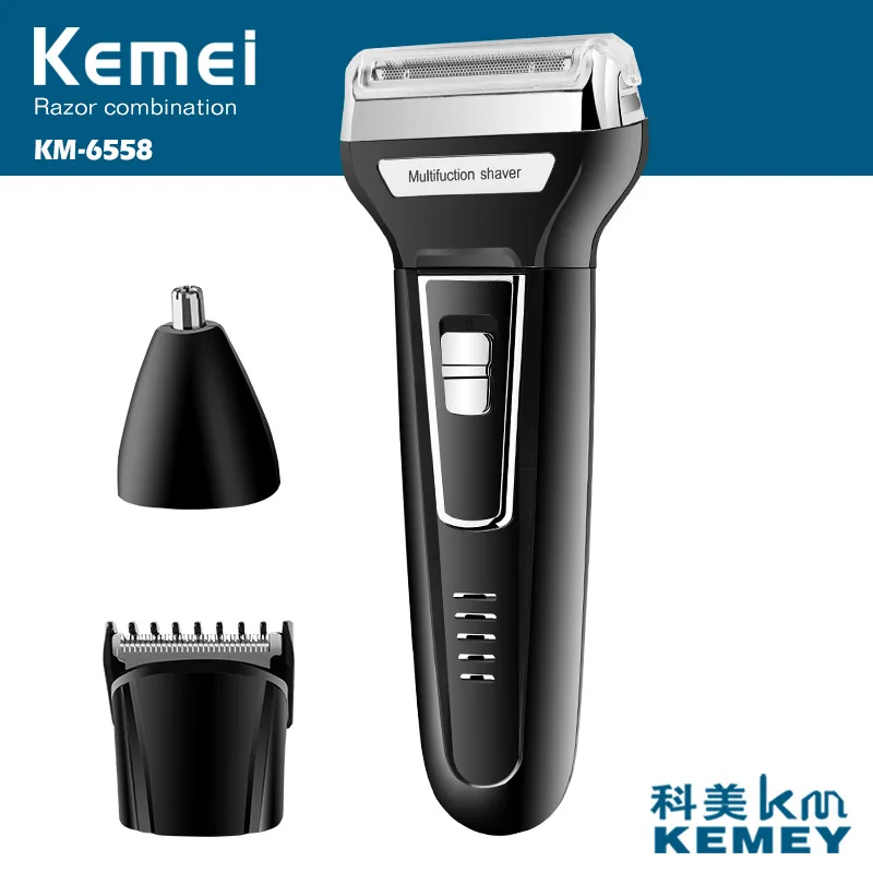 Фото Kemei 3 in 1 Electric Shaver Rechargeable Nose Hair Trimmer Razor Professional Shaving Machine Use Safe Men Face Care Tools 43D | Бытовая