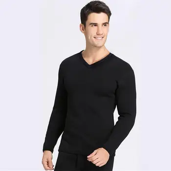 

Men Warm Breathable Elasticity Fleece Thermal Thickening Underwear Round Collar Tops + Pants Set