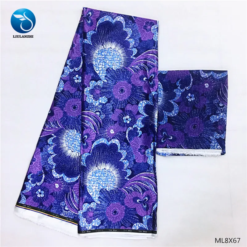 LIULANZHI африканская восковая ткань s фиолетовые принты цветы Шелковый воск ткань 4+ 2 ярдов Горячая Распродажа нигерийская атласная ткань для женщин ML8X