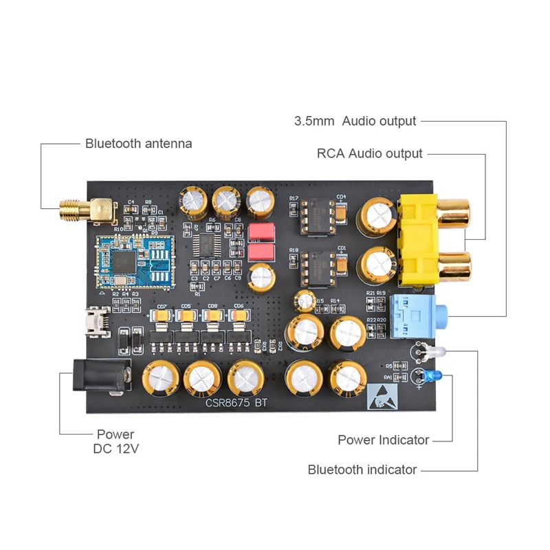 Csr8675 Bluetooth V5.0 декодер приемника Аудио доска 24Bit Aptx Hd Pcm5102 аудио ЦАП декодирование для усилителя наушников Diy