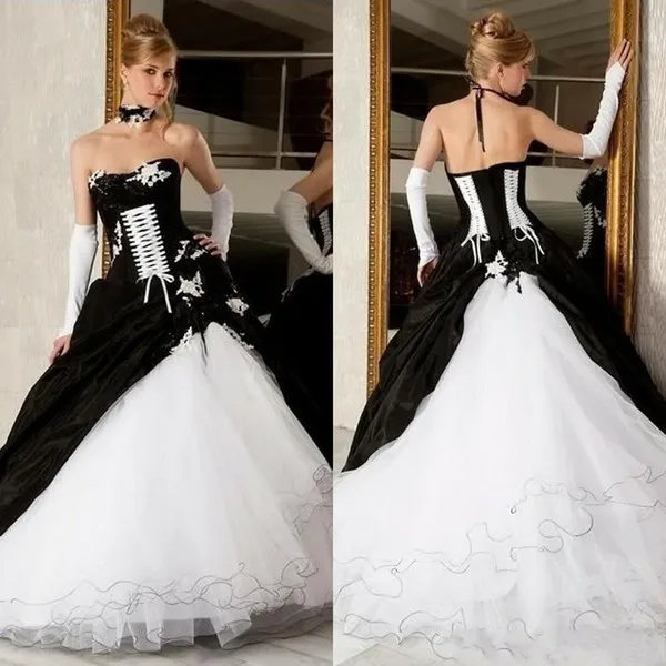 Черно-белые свадебные платья бальное платье с корсетом и завязками спереди винтажное свадебное платье для невесты vestido de novia robe mariage