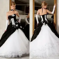 Черно-белые свадебные платья 2019 бальное платье с корсетом и завязками спереди винтажное свадебное платье для невесты vestido de novia robe mariage