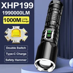 Lampe de poche LED haute puissance, Rechargeable USB, 18650 lumens, 5 Modes, Zoom, torche, lanterne, XHP199, XHP120 