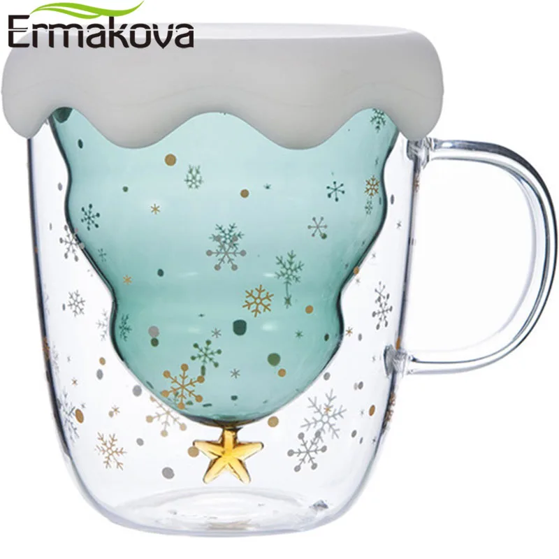ERMAKOVA Рождественская елка кофейная кружка с двойными стенками Изолированная