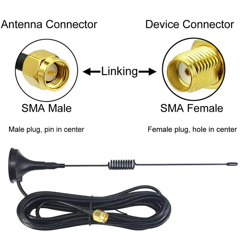 3.5DBi Gains ADS-B 1090Mhz SMA Male Plug Connector Aerial Magnetic Base RG174 3M Antenna 1 piece
