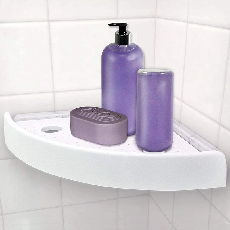 

Bathroom Triangular Shower Shelf Corner Bath Storage Holder Organizer Rack White Wall Mount MU8669