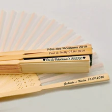 

NEW TY 24pcs Personalized Engraved Silk Hand Fan Wedding Fold Fan Vintage Fans Customized Wedding Favor