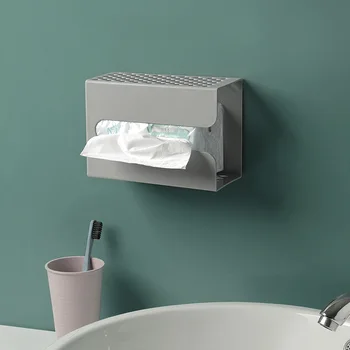 

Wall-mounted self-adhesive tissue box napkin holder garbage bag storage rack kitchen car hanging storage box