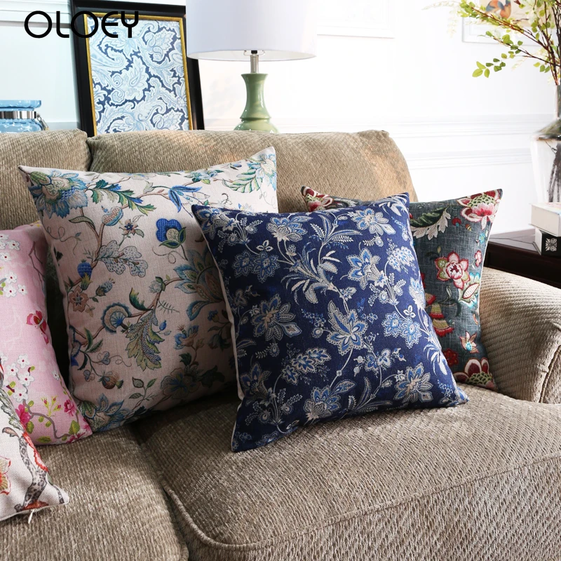 Nordic-Style-Decorative-Throw-Pillow-Case-Blue-Geometric-Lumbar-Pillow ...