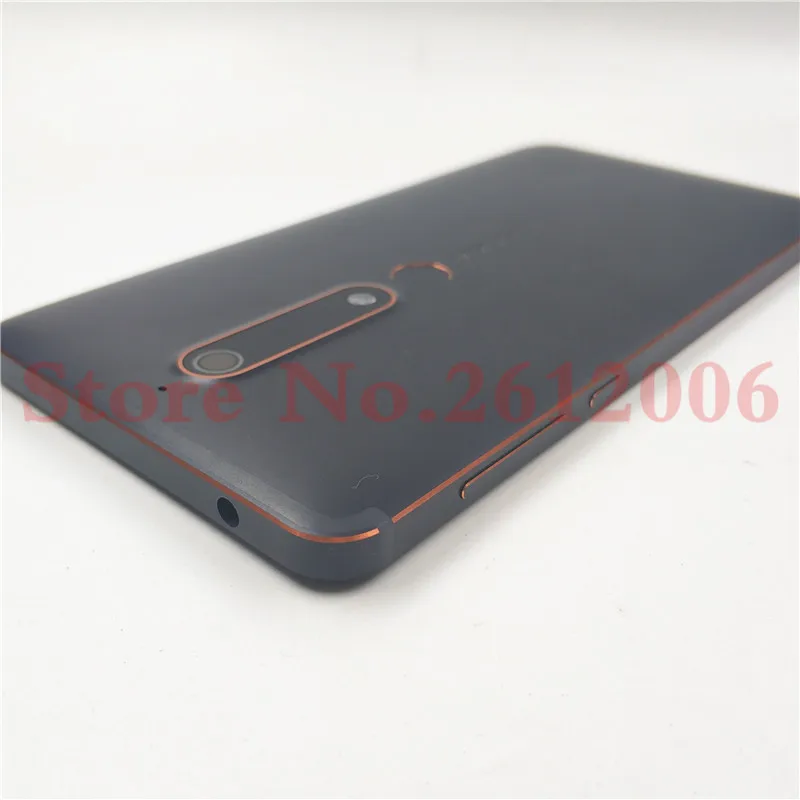 Оригинальная металлическая крышка батареи для Nokia 6,1 TA-1043 Корпус задняя крышка батарейного отсека+ объектив камеры и боковые кнопки