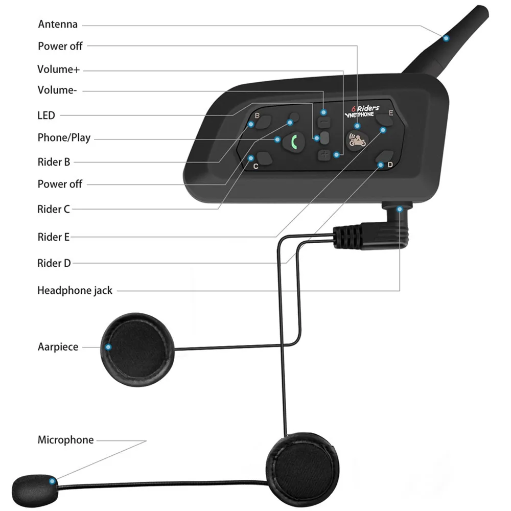 Беспроводной Bluetooth интерком для мотоцикла 1200 м|Наушники шлемов| |