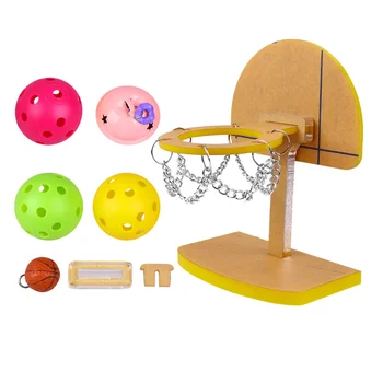 

Parrot Training Basketball Hoop Parrots Cage Toys Birds Chew Toy Activity Exercise Development Toys (Yellow, Small Size)