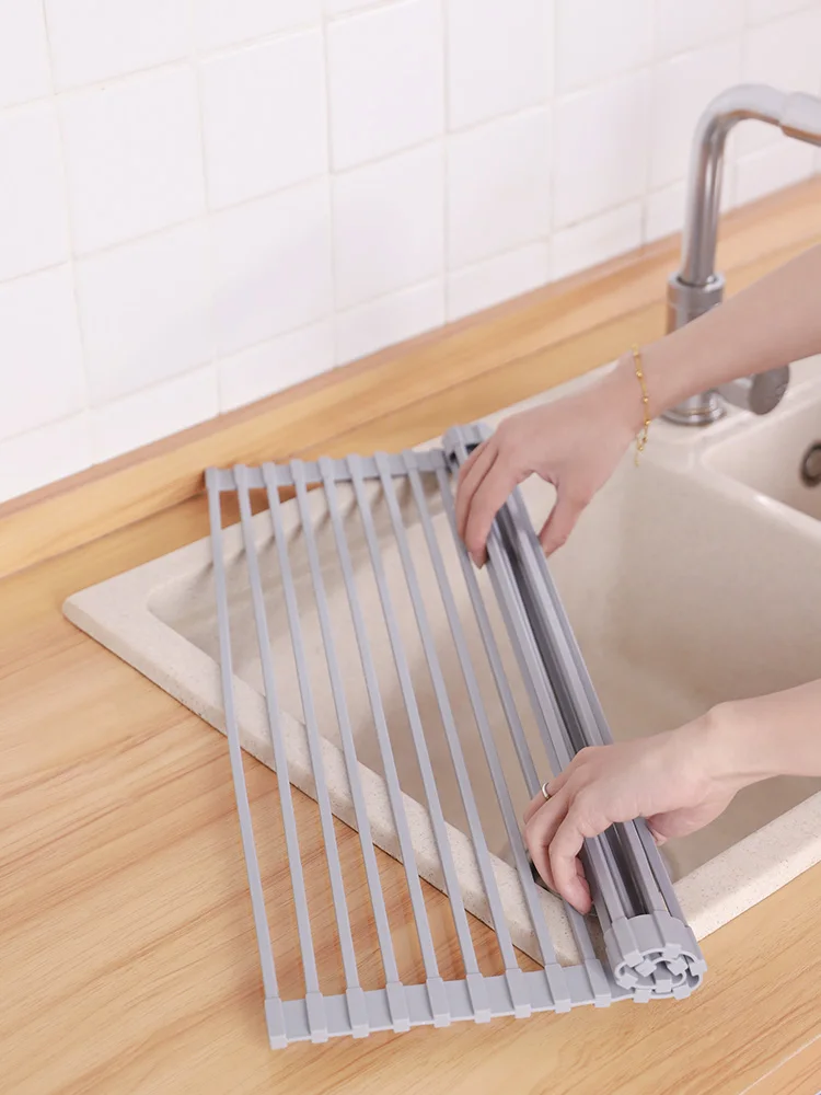 Single layer drainage rack above the sink, kitchen water bucket, cupholder, bowl control, silica gel multi-function