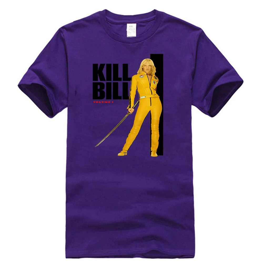 Фиолетовый Kill Bill желтый костюм плакат лицензионный, для взрослых Футболка новые тренды футболка - Цвет: Фиолетовый