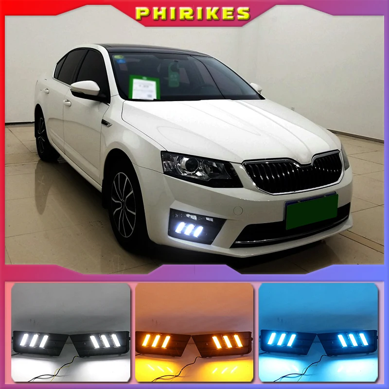 

LED Daytime Running Light For Skoda Octavia 2017 Car Accessories Waterproof 12V DRL Fog Lamp Decoration