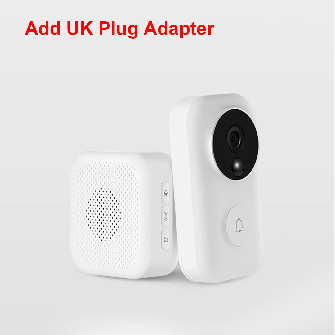 Doorbell and Bell UK Xiaomi Zero AI распознавание лица 720P ИК ночного видения Видео набор дверных звонков Обнаружение движения SMS Push домофон Облачное хранение - Цвет: Doorbell and Bell UK