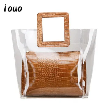 

iouo genuine female bag transparent handbag 2020 new Korean version of the mother and daughter bag lady jelly woman