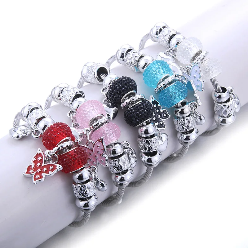 Новинка 2020 браслет с подвесками сердце Бабочка браслеты и сделай сам стеклянные