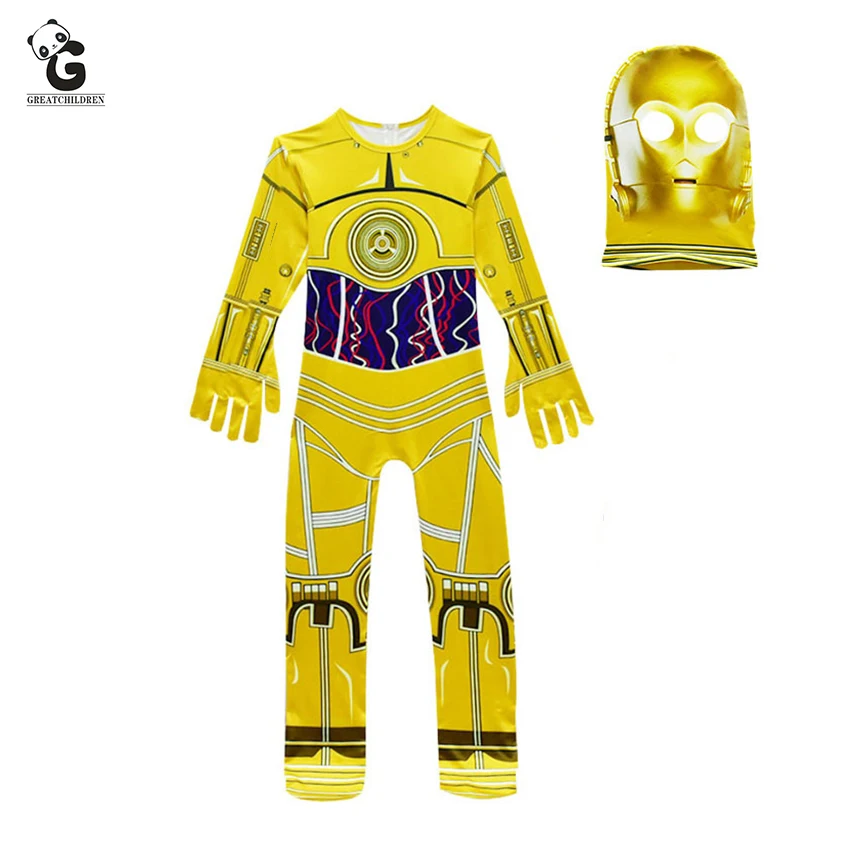 Najtaniej Kostiumy dla dzieci Movie Star Wars kostiumy Robot Cosplay dziecięcy kostium na halloween dla dzieci Robot chłopcy nakrycia głowy karnawałowe ubrania