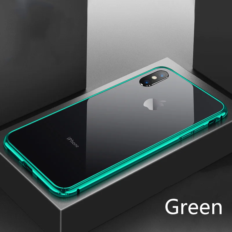 Алюминиевый металлический бампер для iPhone 7 8 Plus XS чехол защитная рамка чехол для iPhone X XR XS Max 7 8 Plus рамка чехол бампер - Цвет: Green