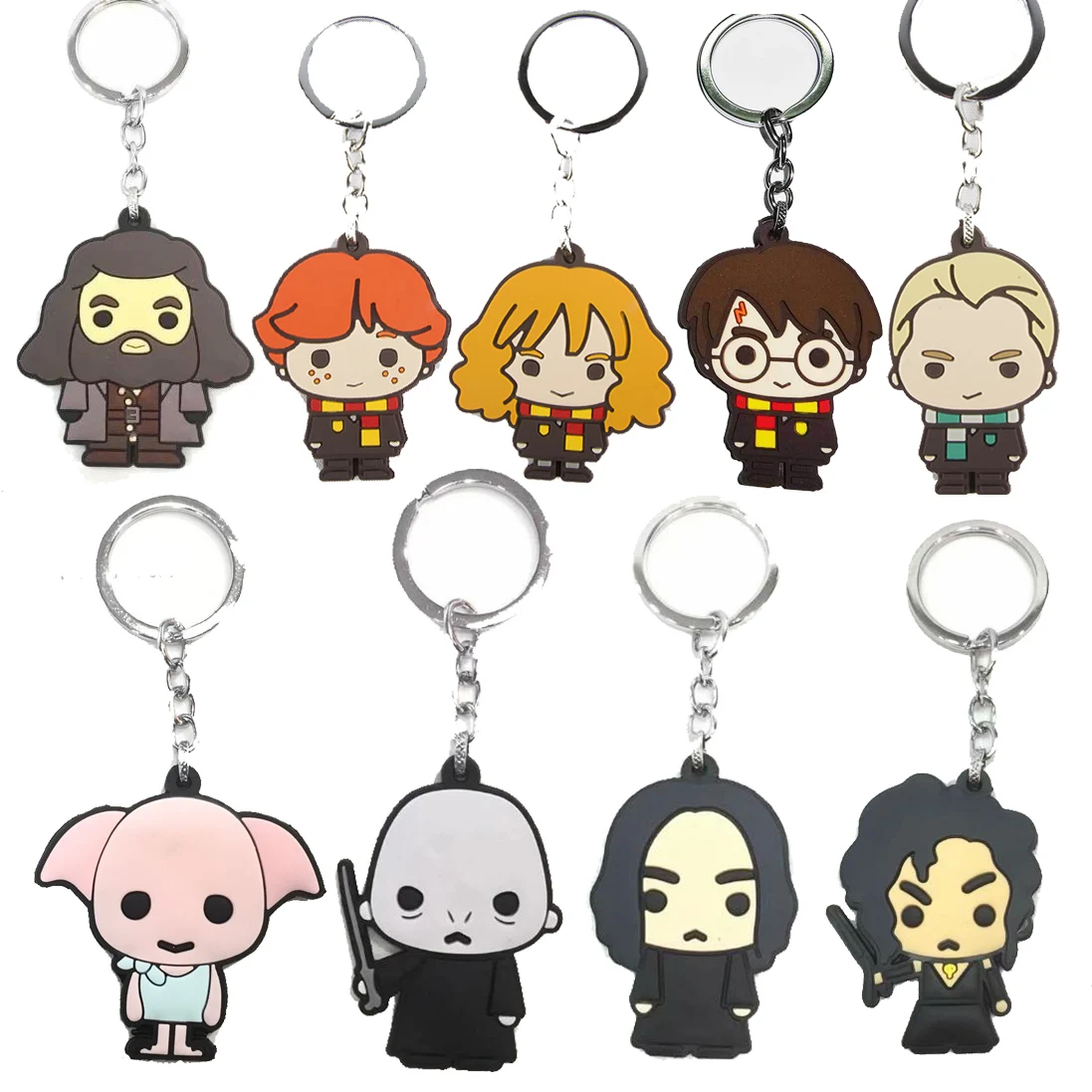 

HP7 Harri PTER Gryffindor Emblem PVC Keychain Hogwart School Four House Badge Ron Voldemort Dobby Malfoy Hagrid Keychain Toys