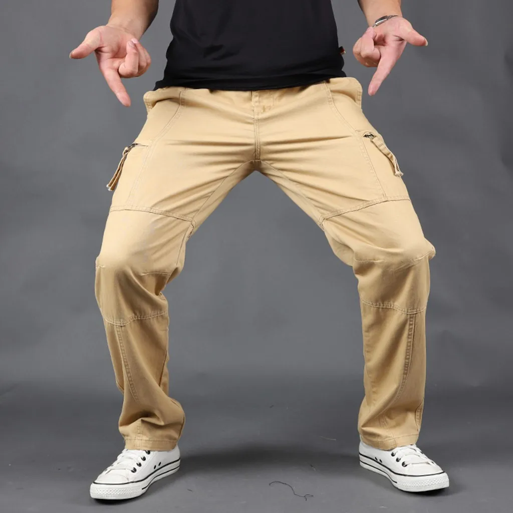 pantalones hombre Men's Summer Outdoor Overalls Straight Sports Pants With Multi-Pocket Plus Size спортивные штаны мужские#30