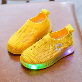 

Children's Air Mesh LED Light Sports Shoes Summer Breathable Boys Girls Luminous Daisy Flower Sneakers Kids Toddler Baby Shoes