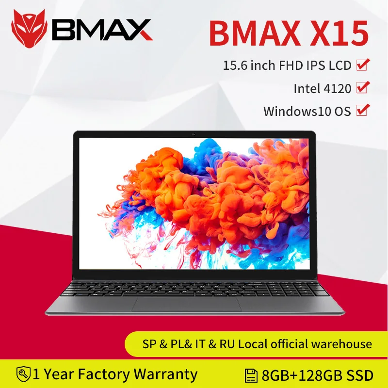 BMAX X15 15.6Inch laptop Intel 4120 CPU Quad Core windows10 Notebook 1920*1080 8GB RAM 128GB ROM Dual Wifi HDMI USB GameLaptops