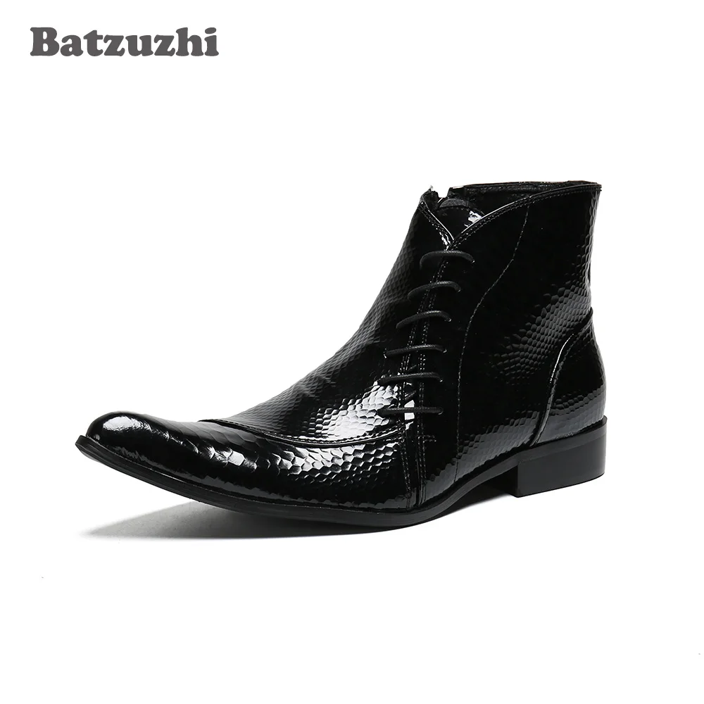 Batzuzhi/модные мужские ботинки в японском стиле черные кожаные модельные ботинки на молнии с острым носком деловые/вечерние ботинки Bota Masculina Большой размер US12