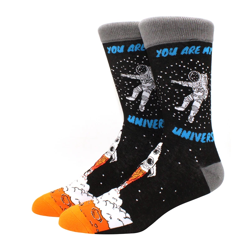 New Mens sock Brand Diamond Ramen Astronaut Pattern Hip hop Cool Socks for Men Winter Thick Long Skate Funny Socks Colorful