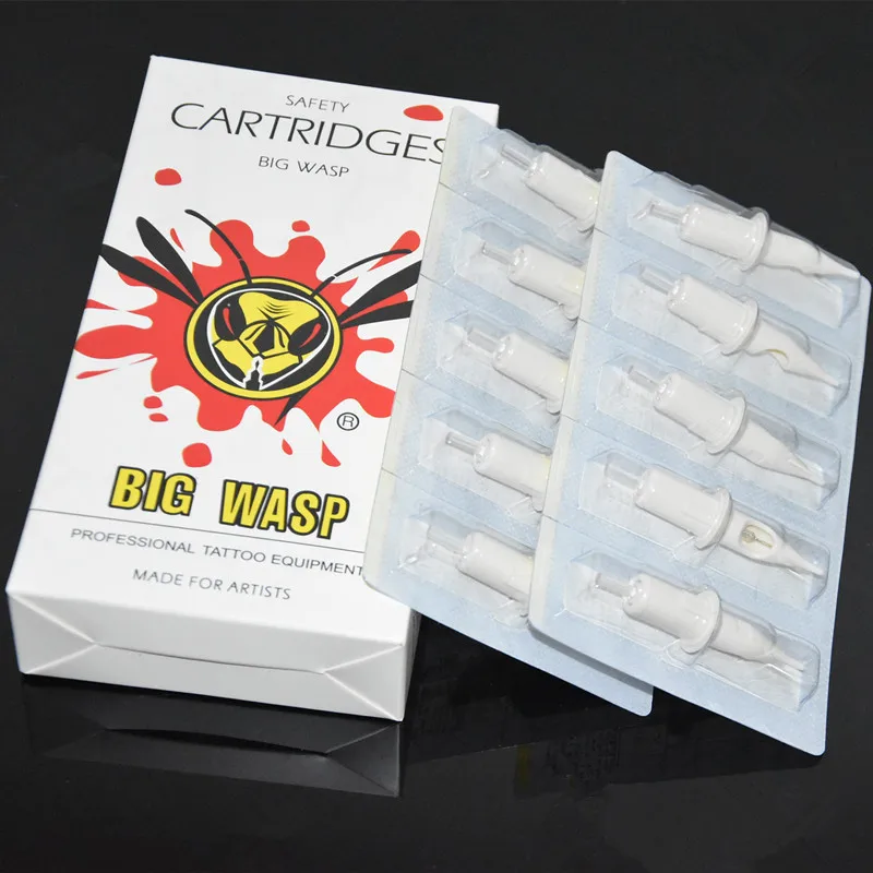 Коробка из 20 штук BIGWASP иголочный картридж с мембраной круглая кисть для теней 3/5/7/9/11/13/14/15RS безопасности игла для тату-машинок с фабрики