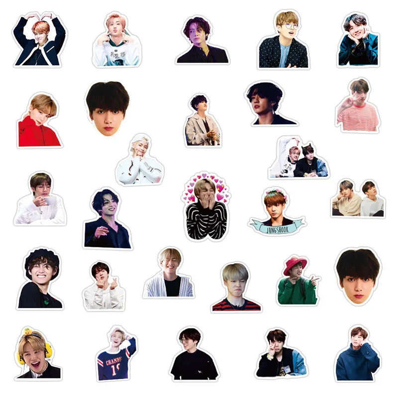 50pcs handsome korea group kpop stickers for laptop luggage motorcycle suitcase skateboard phone pvc decals diy gift stickers aliexpress