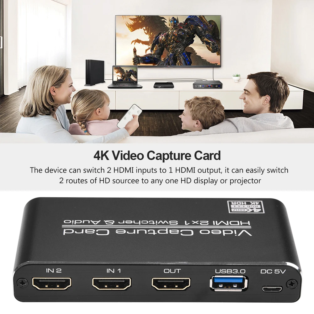 HD 1080P USB 3.0 HDMI Video Capture Card 2X1 Loop